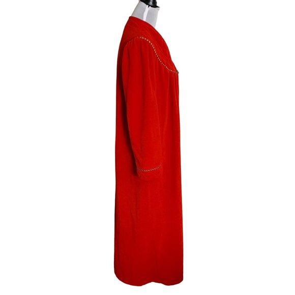 Vanity Fair Red Maxi Robe Size M Long Sleeve Tassel Zipper Cozy Loungewear USA - Picture 3 of 14